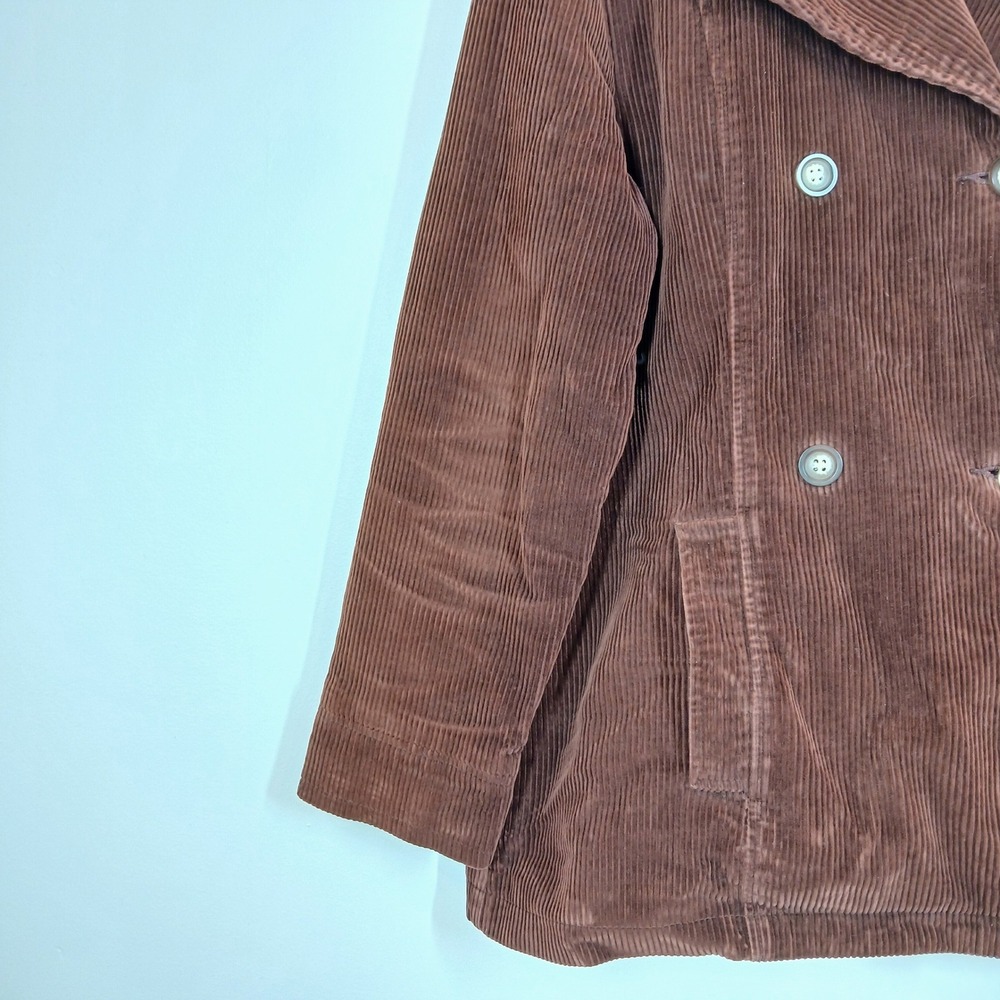 Castro Concept Corduroy Pea Coat Women 8 Brown Cotton Double Breasted Jacket - Picture 5 of 9